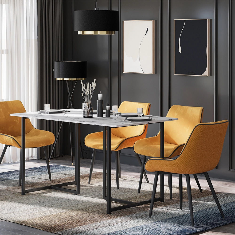 Vicco Tavolo da pranzo Nero/marmo-bianco 140 x 80 cm