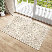 Tappeto di ingresso vintage beige in tessuto waschabile 60x90cm per soggiorno, bagno e camera da letto con superficie antiscivolo e design retro.