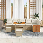 Set Divano da Giardino con cuscino 9 pcs Beige e Crema