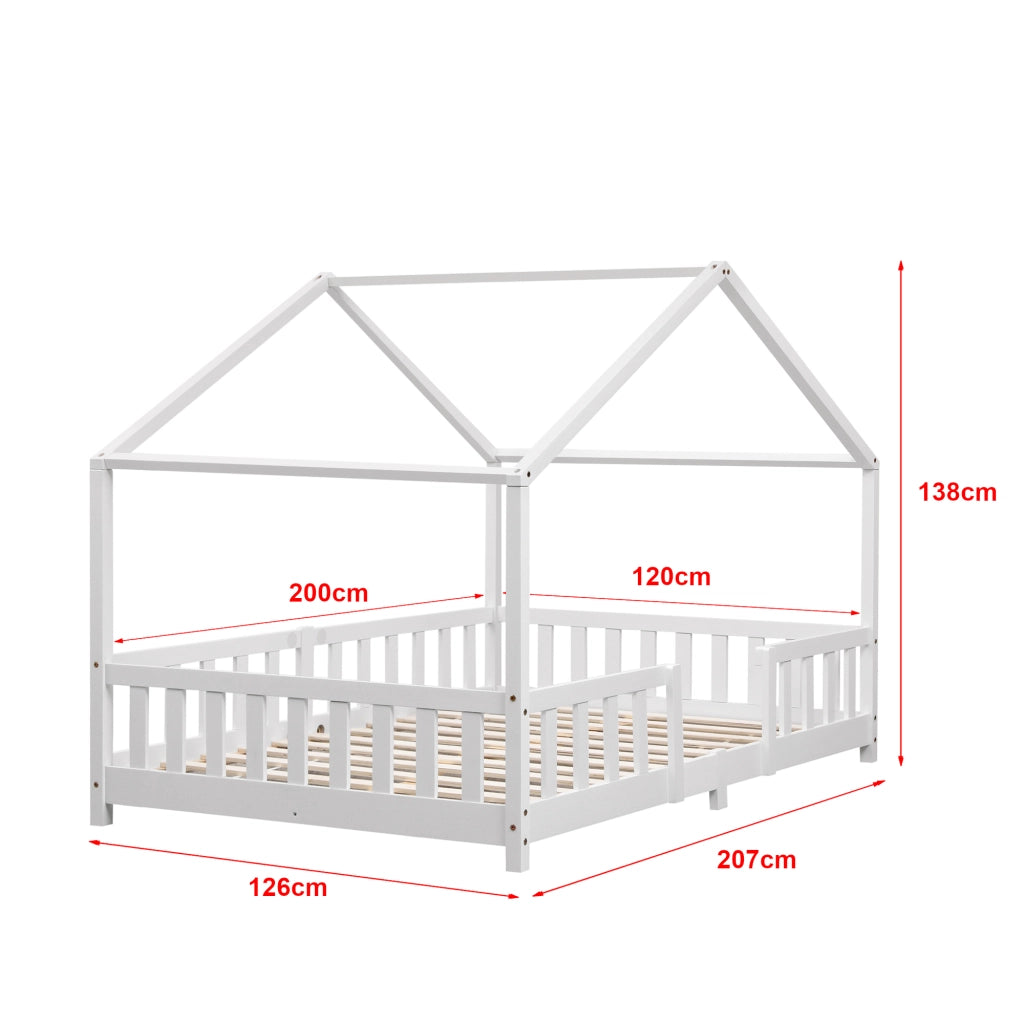 Letto per Cameretta Treviolo a Forma di Casetta con Materasso 120x200 cm Bianco [en.casa] [neu.haus]