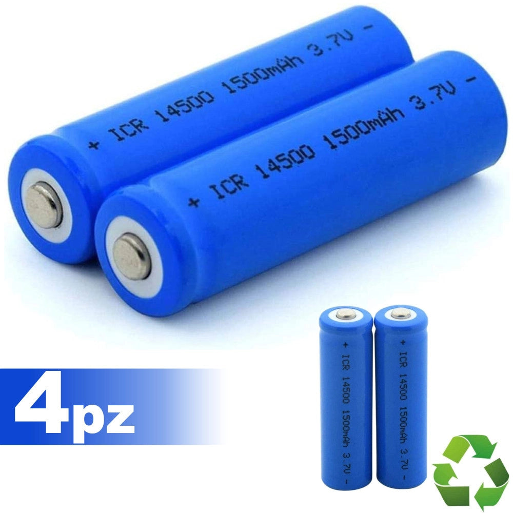 Trade Shop - 4 Batteria Agli Ioni Di Litio Da 3,7v 1500mah Icr 14500 Per Microfono Mod Aereo -