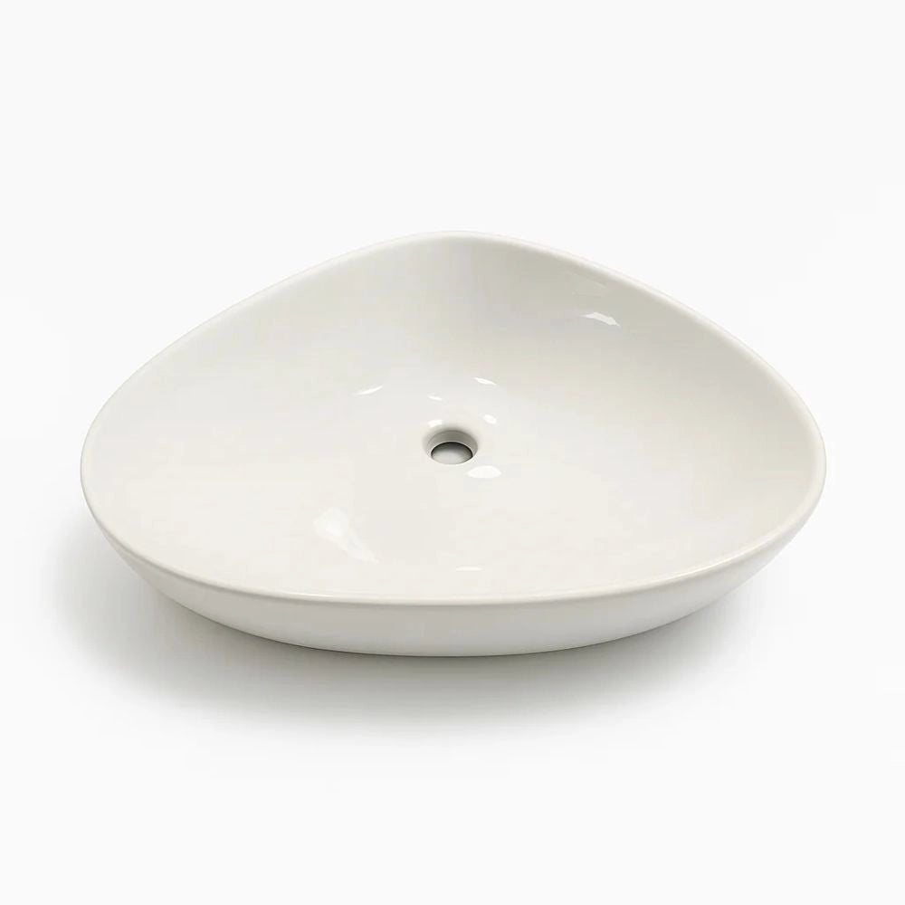 Lavabo d'appoggio in ceramica bianco triangolare lavandino arredo bagno *** misure 67x44x15 cm, confezione 1