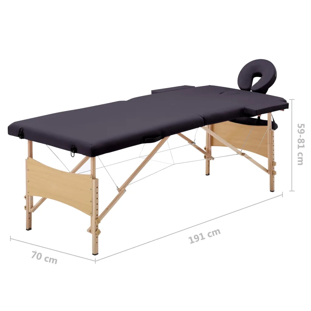 Lettino da Massaggio Pieghevole a 2 Sezioni in Legno Viola CFW3550202