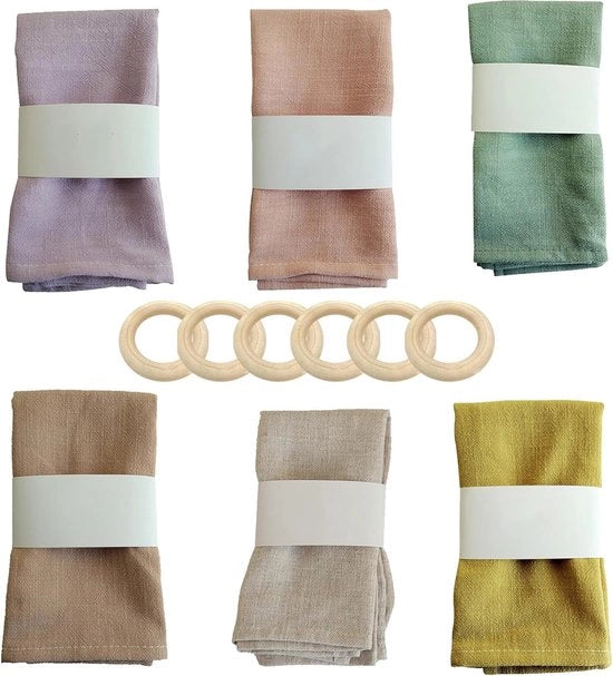 Set di tovaglioli in lino, 6 pezzi, 45x45 cm, lino, set di tovaglioli in lino, beige, riutilizzabili per cucina, famiglia, party, tavoli, cena, caffè, ristorante