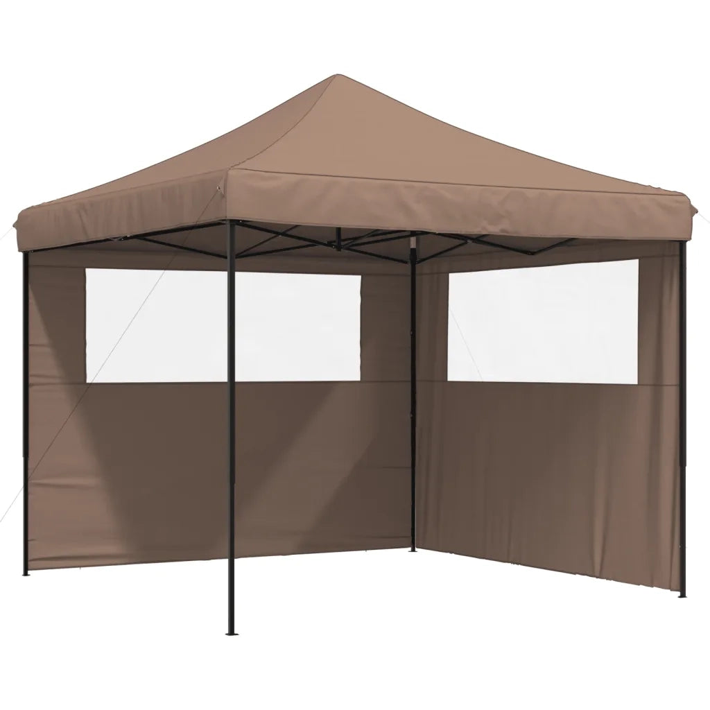 Tendone per Feste Pieghevole Pop-Up con 2 Pareti Marrone 4004925