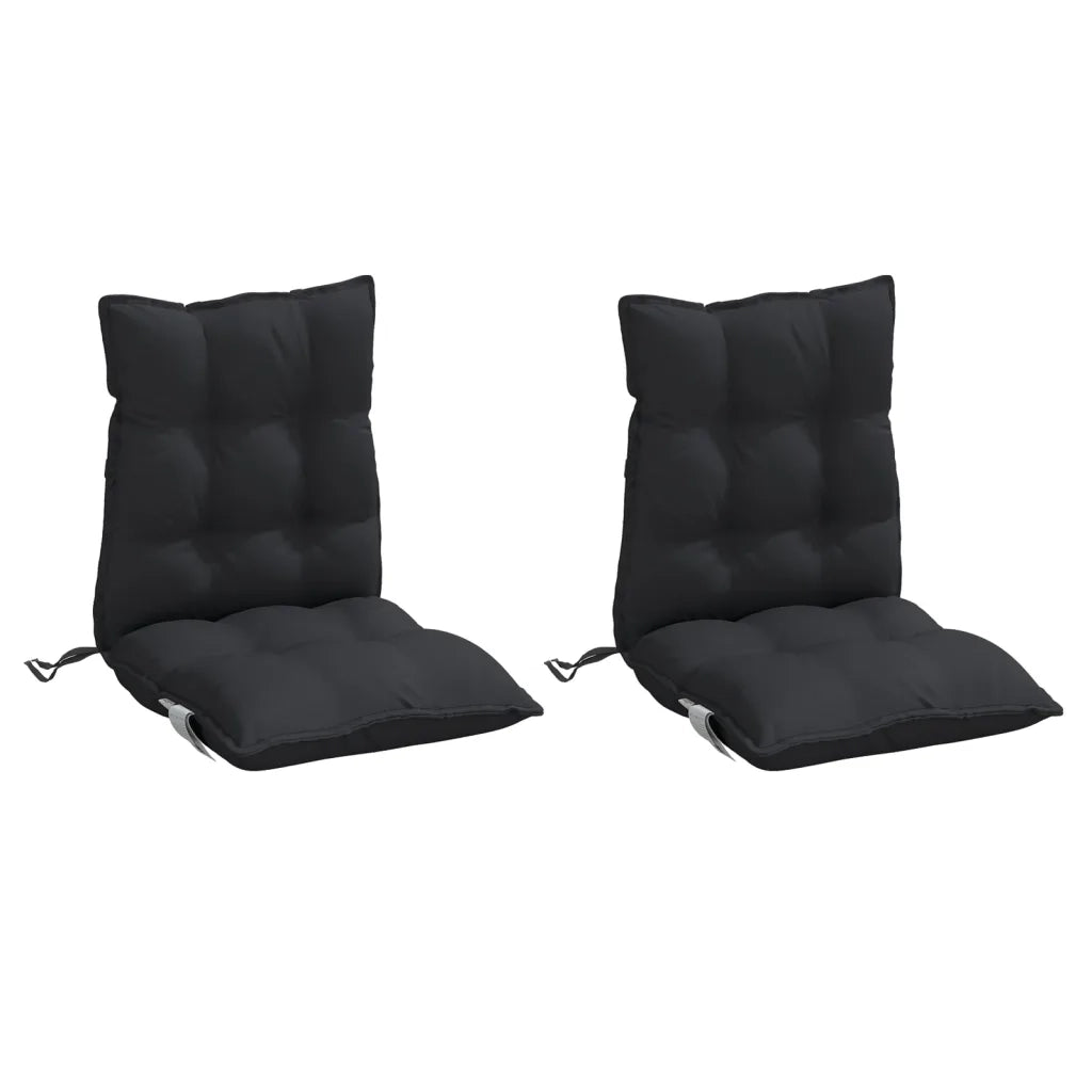 Cuscini per Sedia Schienale Basso 2 pz Neri in Tessuto Oxford 377692