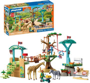 PLAYMOBIL | Animals & Friends | Zoo Parco avventura con animali | 3 piattaforme con funivia e ponte sospeso, Eta 4+