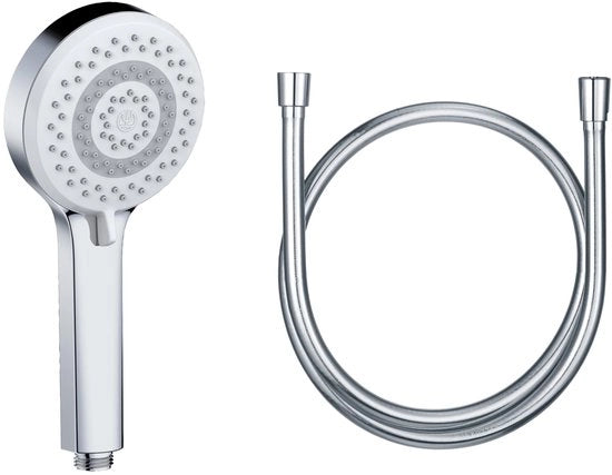 Douchekop universale con goccia, opzionale douchekop a risparmio d'acqua con 3 tipi di getto (corpo, capelli, pelle), facile da pulire douchekop Ø 10,7 cm, tubo douchi 1,60 m