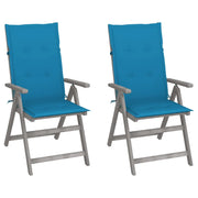 Sedie da Giardino Reclinabili 2 pz con Cuscini Massello Acacia cod mxl 6362