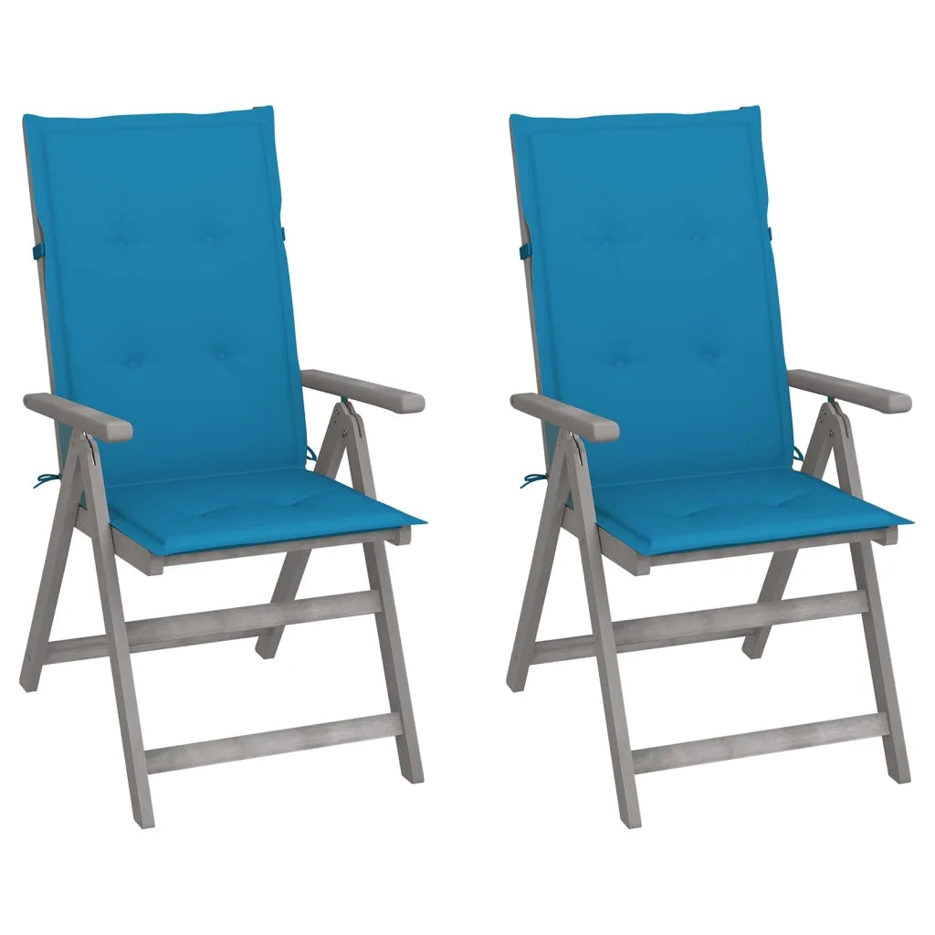 Sedie da Giardino Reclinabili 2 pz con Cuscini Massello Acacia cod mxl 6362