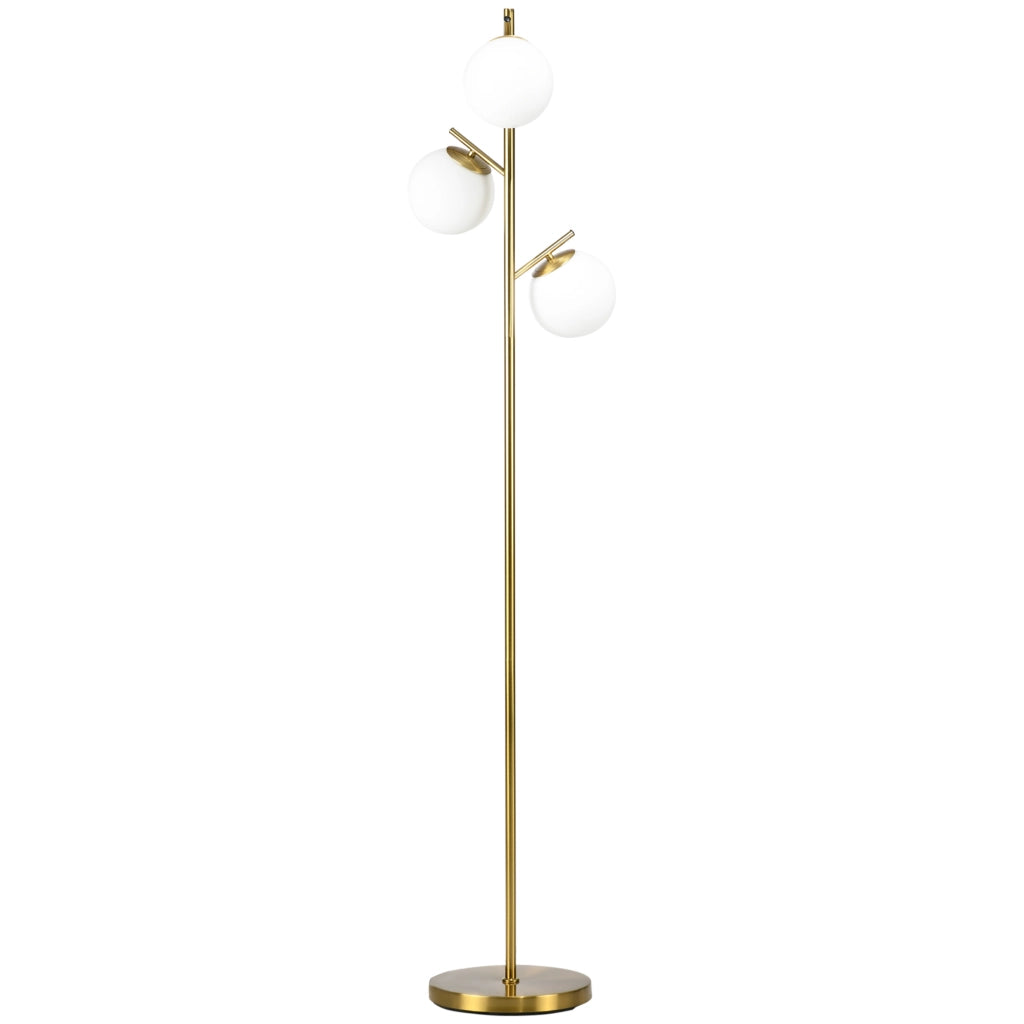 Lampada da terra retro con 3 paralumi in vetro dorato ¨C zephmum ¨C vetro, oro