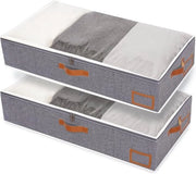 Cassetto di Stoccaggio per Sotto Letto - Ripiegabile - 2 Pezzi - Grigio - 60x30x15cm