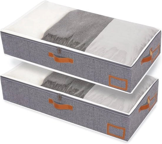 Cassetto di Stoccaggio per Sotto Letto - Ripiegabile - 2 Pezzi - Grigio - 60x30x15cm