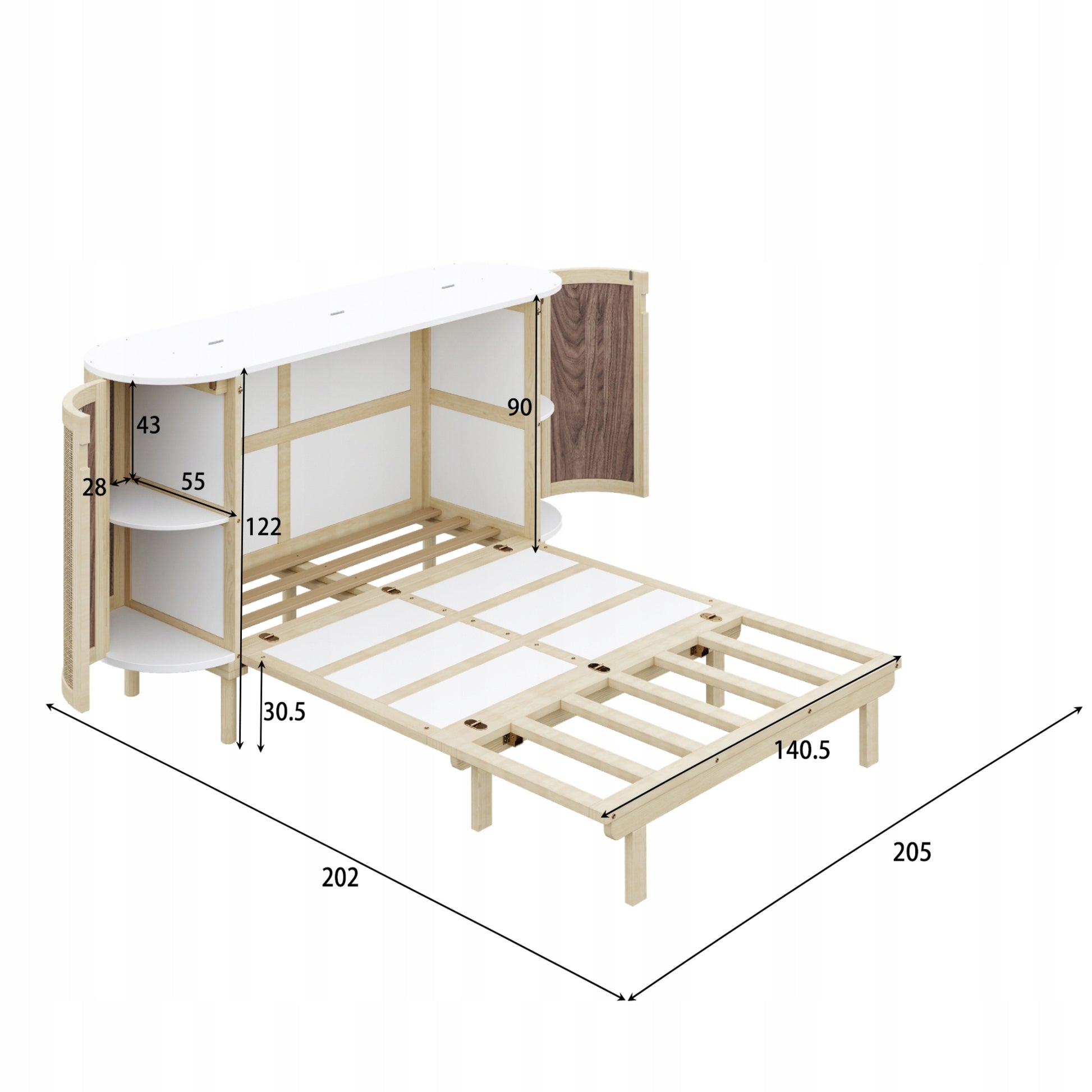 Letto armadio in rattan 140x200 - Xylo