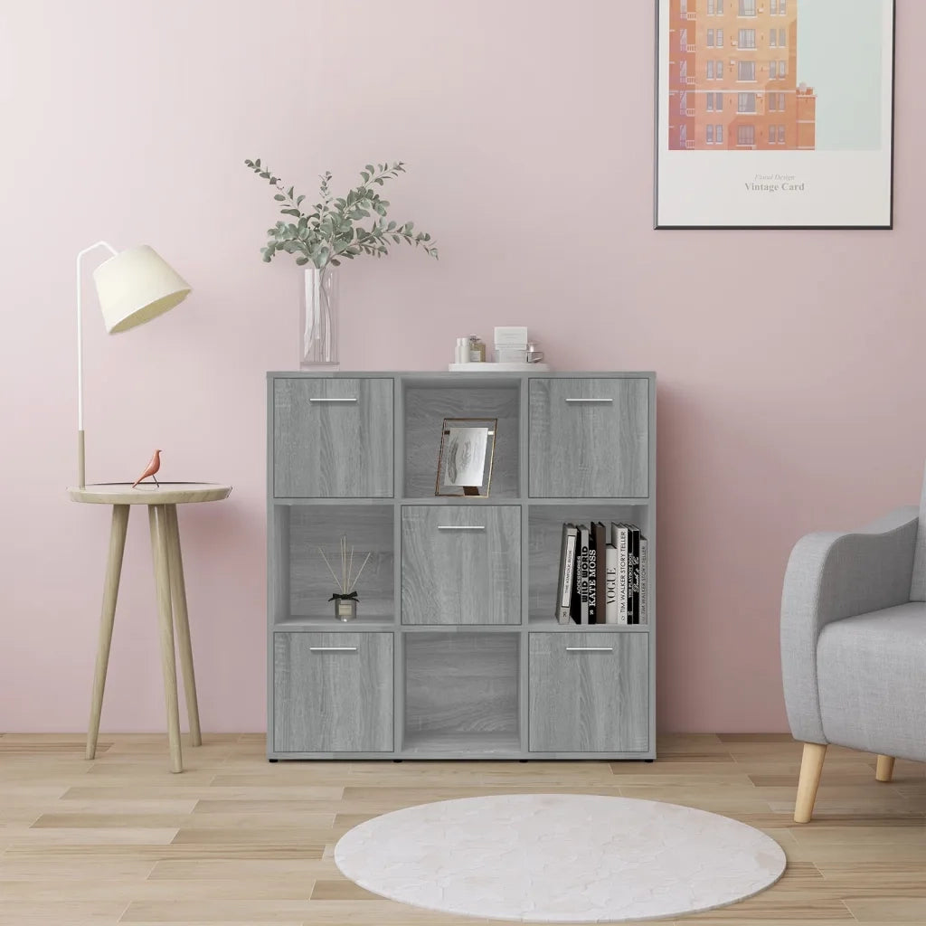 Libreria-Scaffale per Libri-Mobile di Stoccaggio Grigio Sonoma 90x30x90 cm in Legno Multistrato