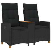 Panca da Giardino | Panchina reclinabile con tavolo Nero 126 x 65 x 112 cm