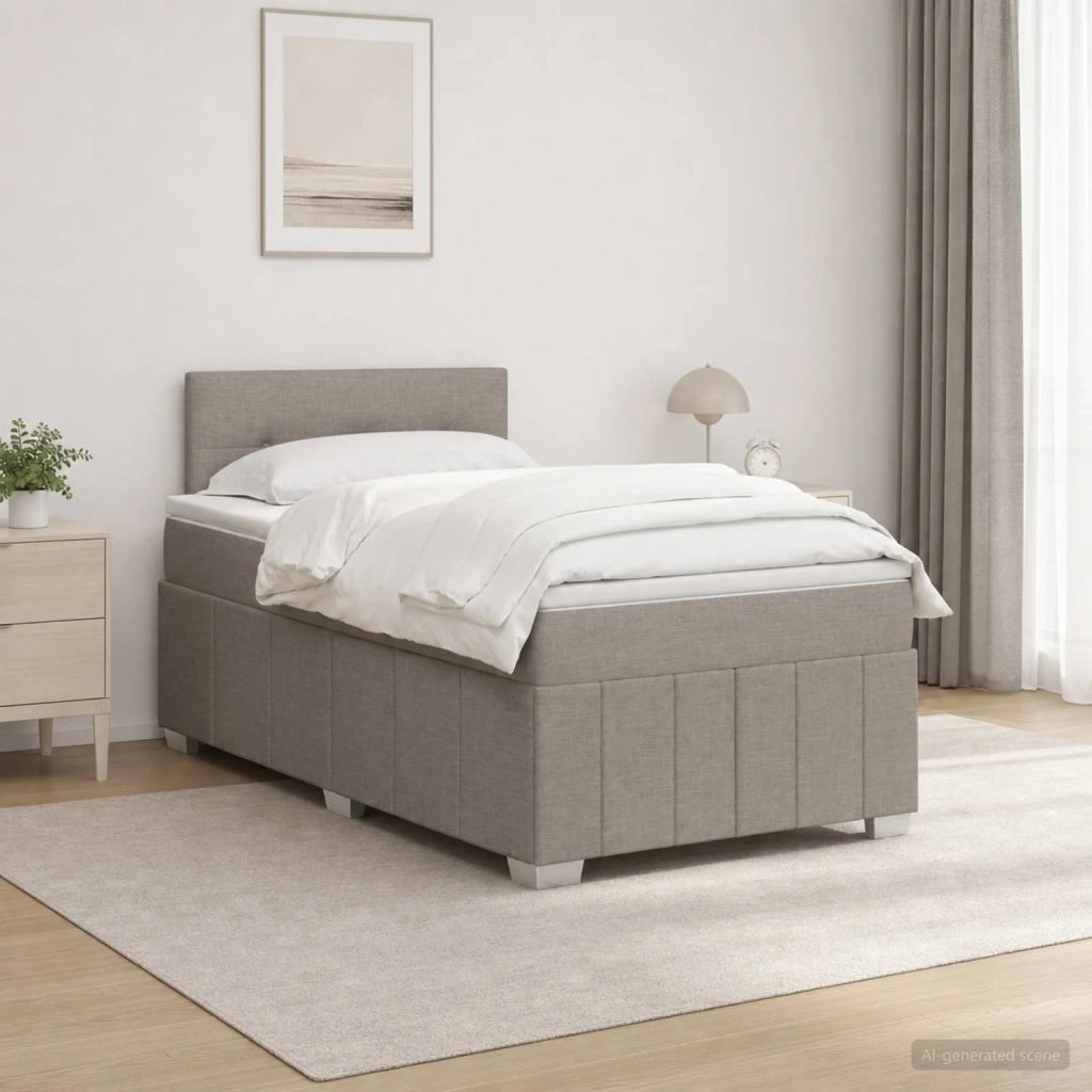 Letto box spring con materasso Tortora 120 x 200 cm Tessuto 3451189