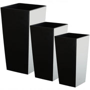 Set di 3 vasi da fiori KADAX, vasi da giardino + inserti, alti e grandi, neri, 47+57+68 cm