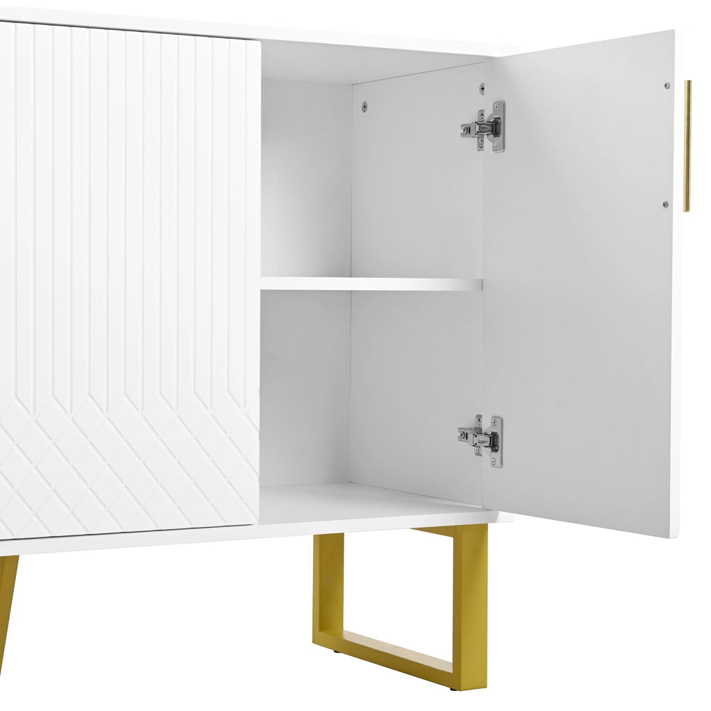 Credenza 4 Ante Lucida ¨C MINIMAL ¨C Bianco, Metallo, 140x40x80