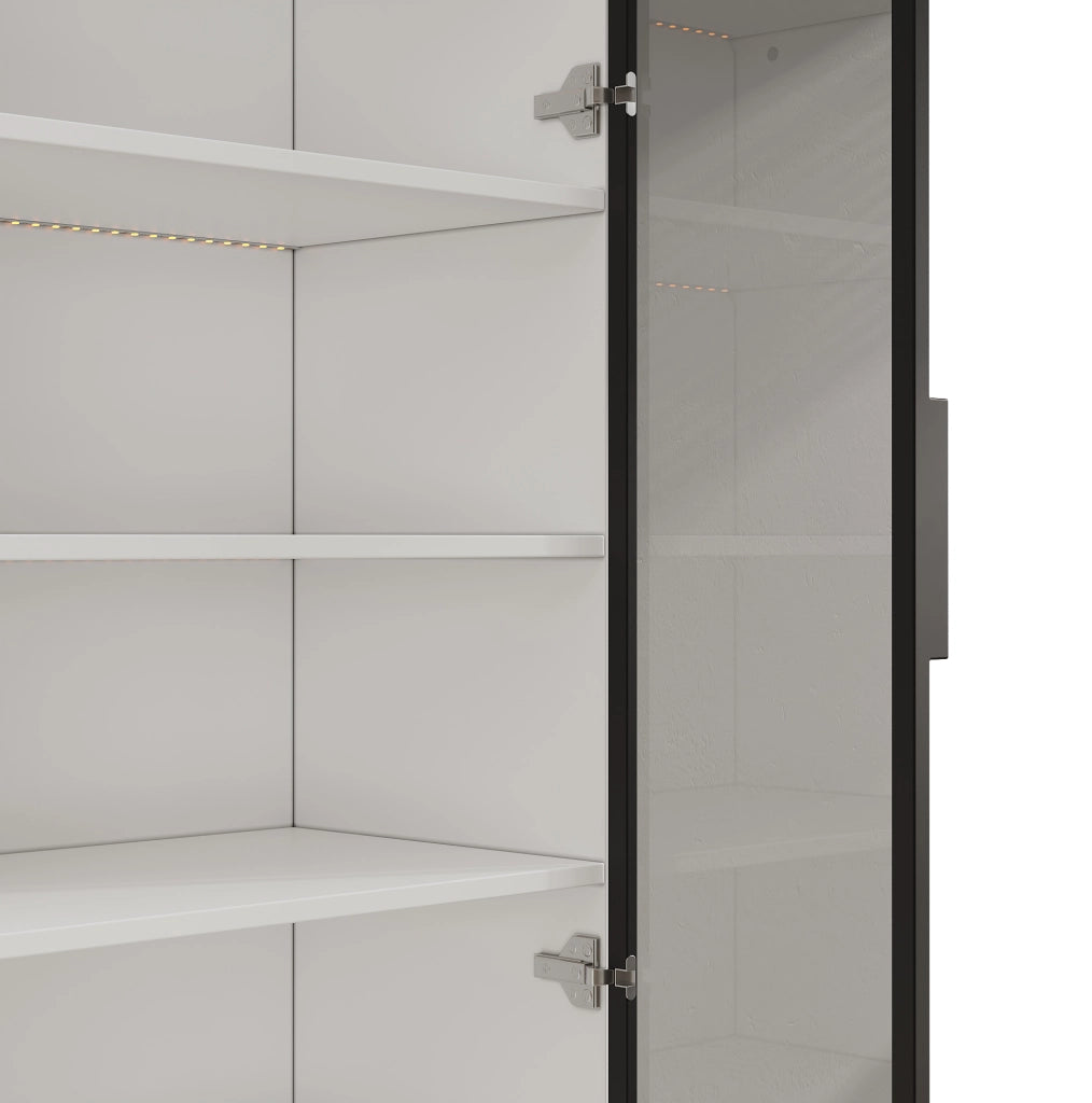 Vetrina combinata 120x40x160 cm con LED multicolore e 2 ante; bianca