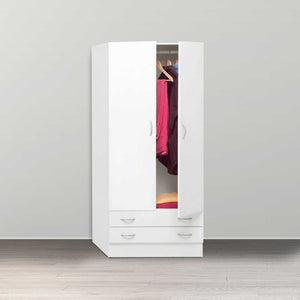 Composad Armadio 2 Ante e 2 cassetti 170x80x52cm Colore Bianco Opaco AR1026