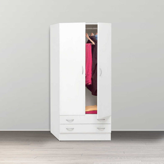 Composad Armadio 2 Ante e 2 cassetti 170x80x52cm Colore Bianco Opaco AR1026