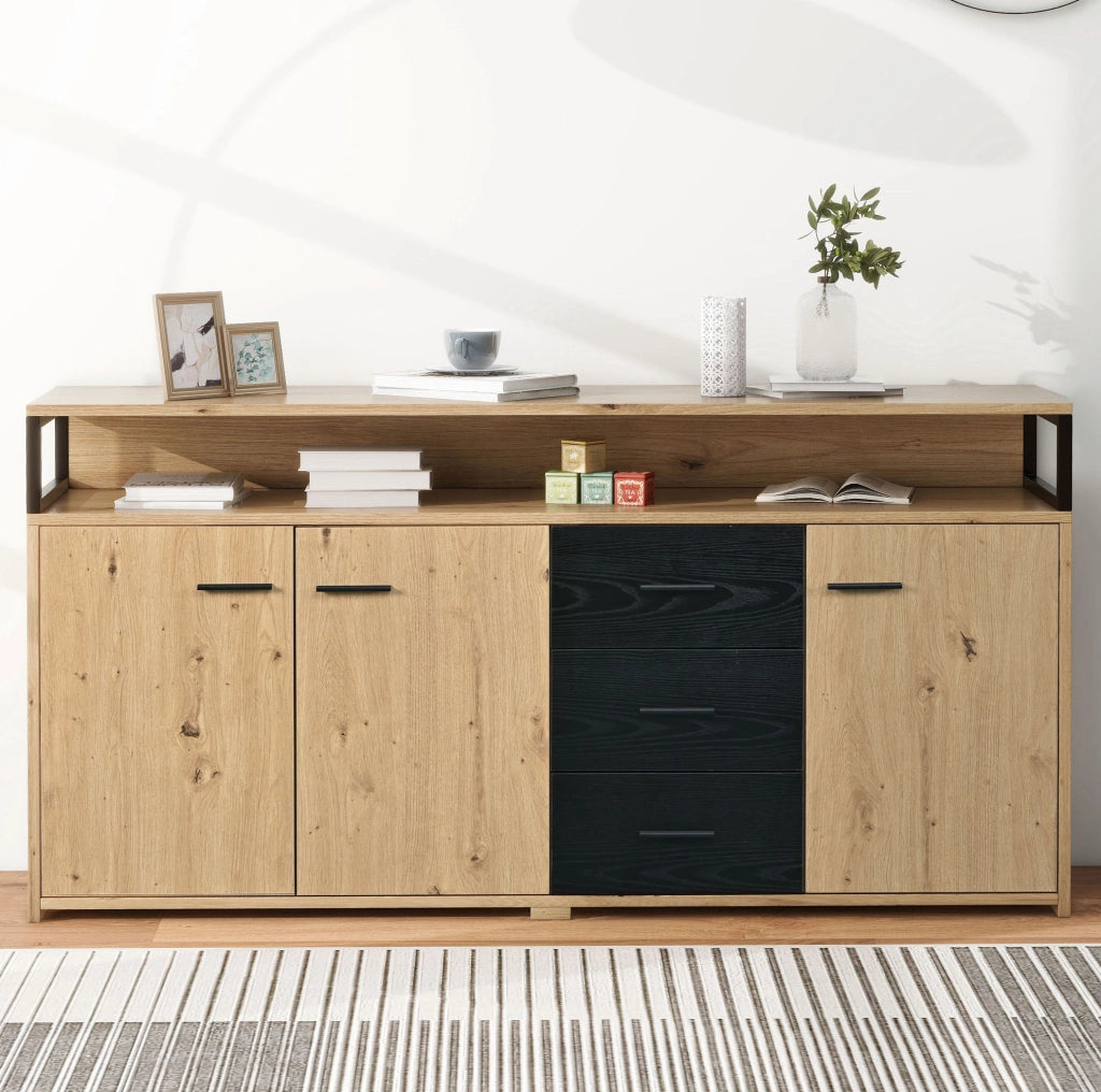 Credenza moderna con 3 ante e 3 cassetti, 150 cm