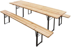 VERDELOOK | Set Birreria, 2 Panche e Tavolo in Legno Naturale, Tavolo 70x220 cm, Tavolo per Esterno con Panche, Eventi, Feste, manifestazioni