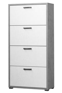 3280OSB Scarpiera Montata 4 Ante a ribalta Doppie Spessore 25mm Scocca finitura Ossido ante finitura bianco cemento 75,3 L x 151,8 H x 33 P