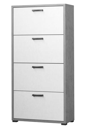 3280OSB Scarpiera Montata 4 Ante a ribalta Doppie Spessore 25mm Scocca finitura Ossido ante finitura bianco cemento 75,3 L x 151,8 H x 33 P