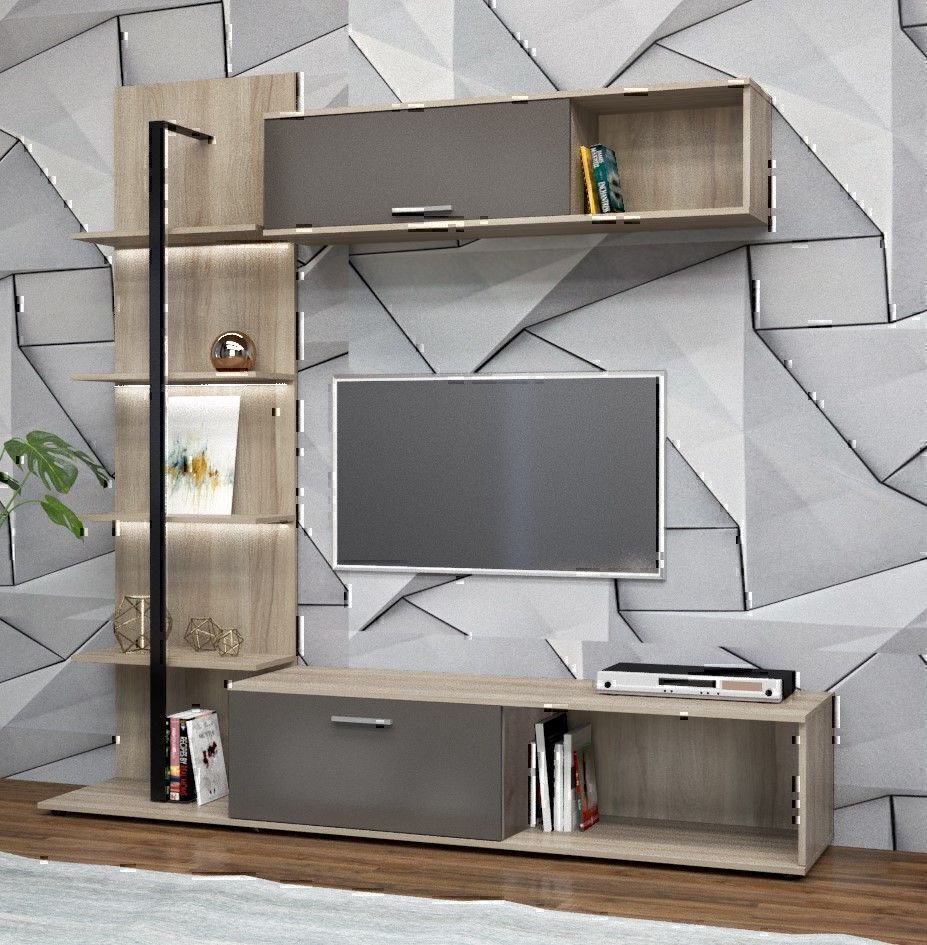 SOGGIORNO ELITE STRUTT. OLMO BIONDO FRONTAE GRIGIO COBALTO 190X40 GRK46