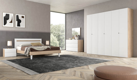 Germanvox Camera da Letto Moderna Completa Bianca con Armadio 6 Ante battenti Letto Matrimoniale, com?, comodini