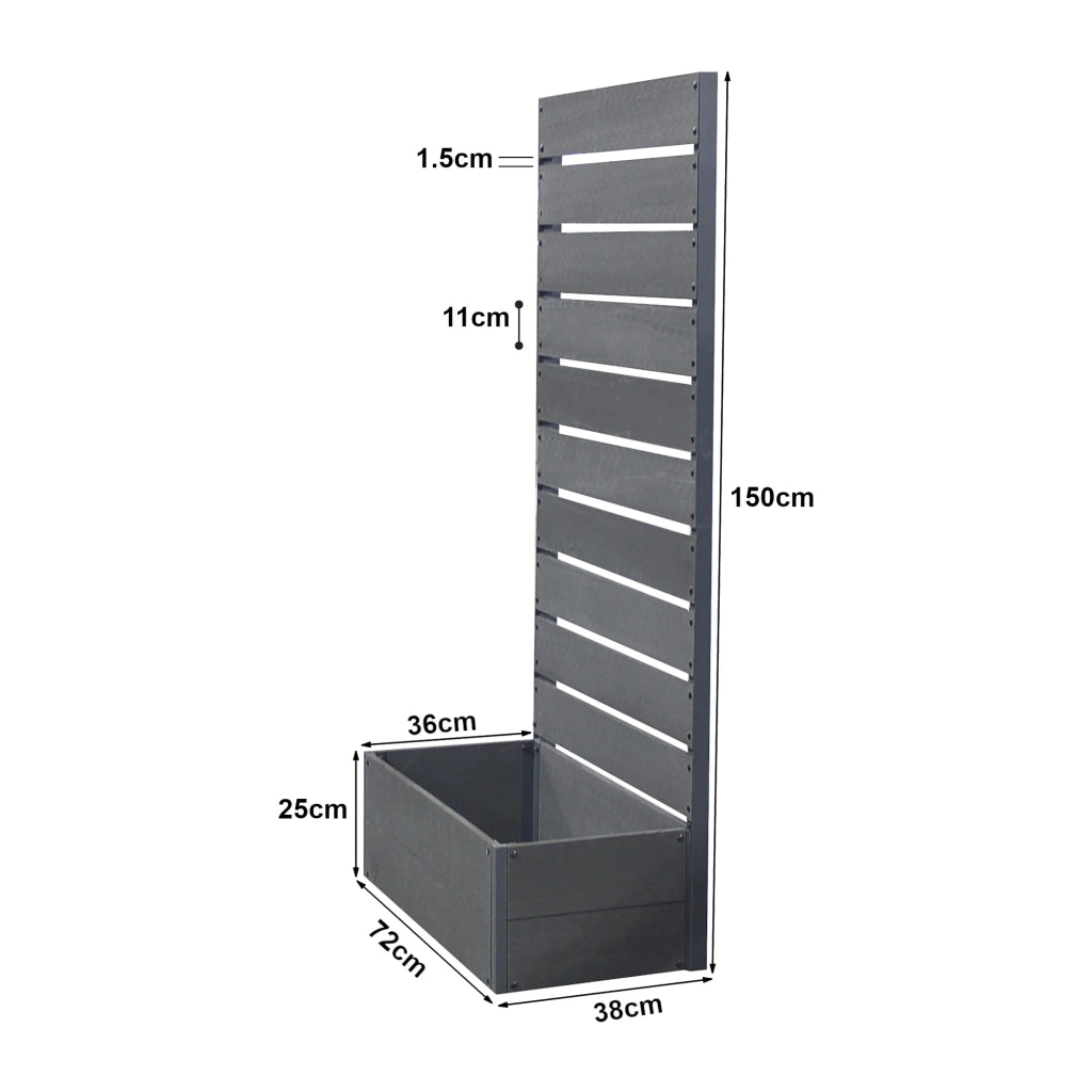 Fioriera in legno composito Heerde con schermo per la privacy 150 x 72 x 38 cm grigio 03_0009494