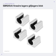 Lagers Lineari SBR20UU 4 Pezzi - Gommati - Componenti CNC - 20 x 39 x 11 mm - Lega di Alluminio di Alta Qualità - Livello di Rumore Basso