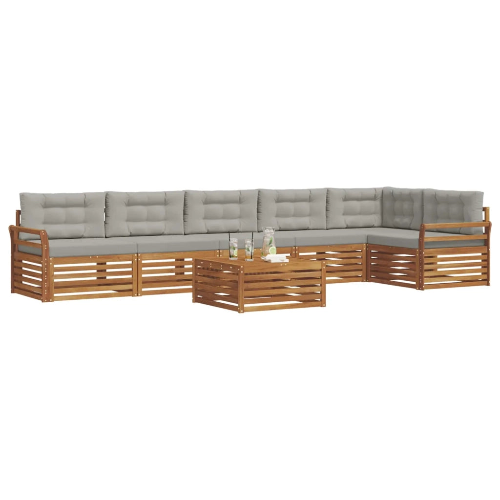 Set di divani da esterno 7 pcs Grigio Naturale e Chiaro