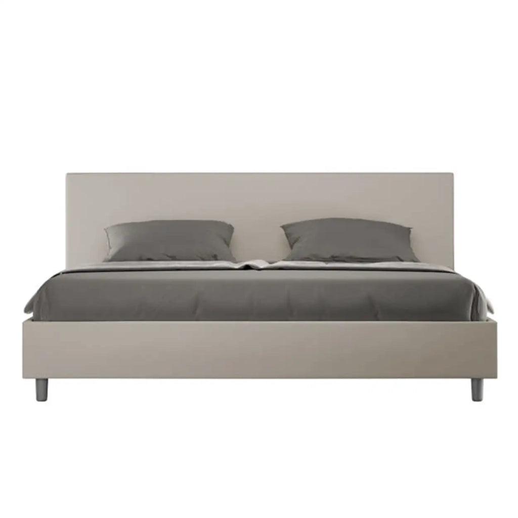 Letto contenitore imbottito 180x210 similpelle tortora Adele