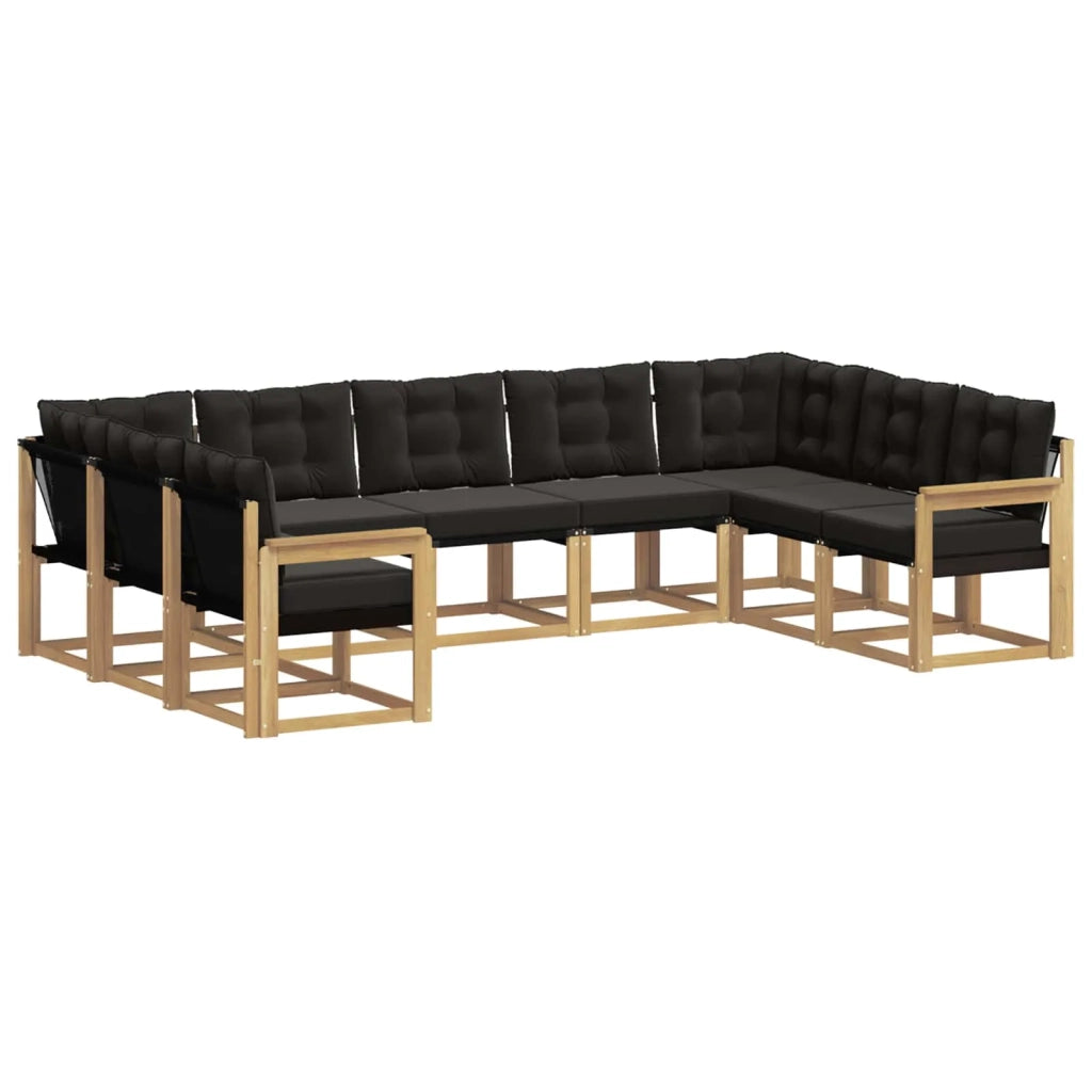 Set di divani da esterno con cuscino 9 pcs Bianco e Nero
