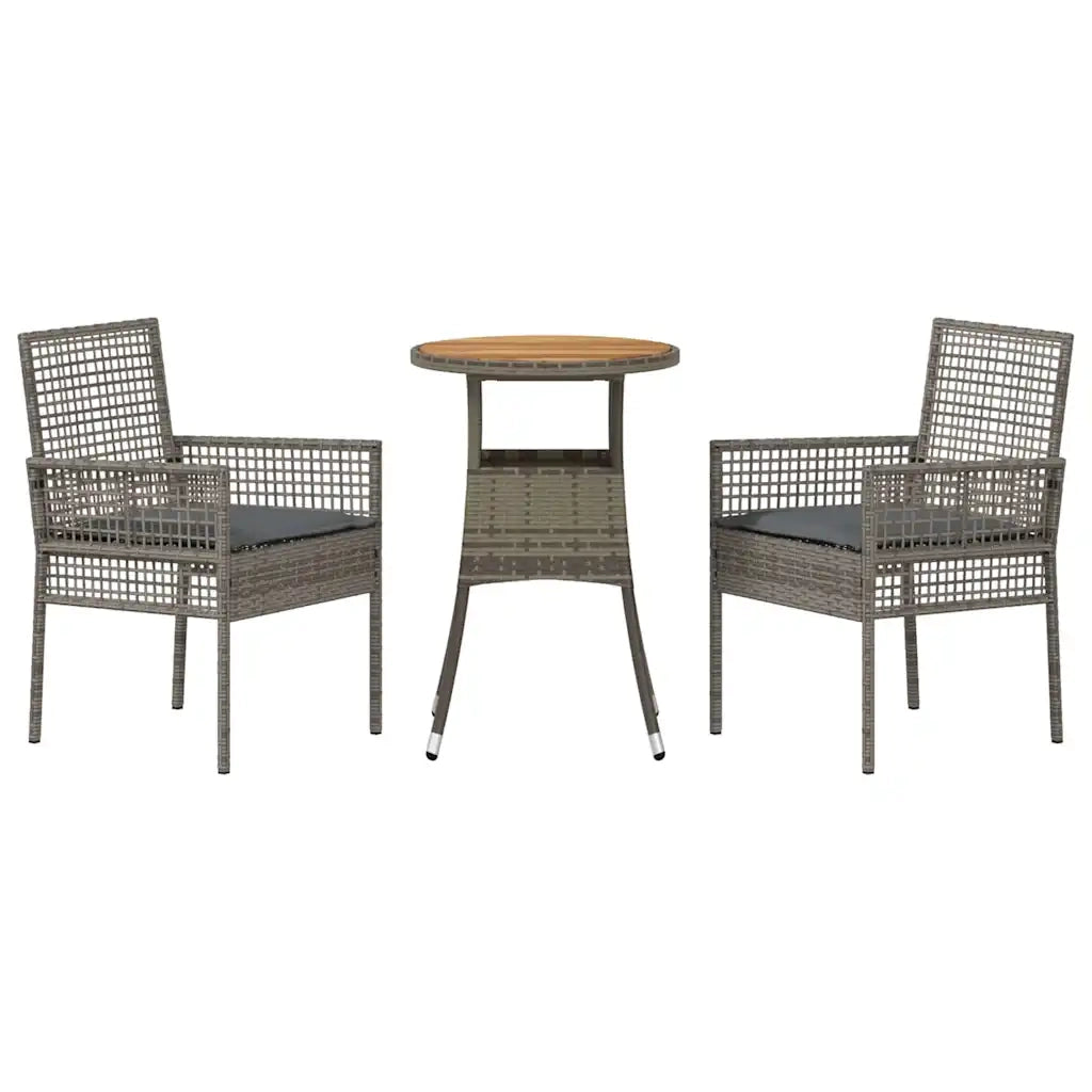 Set da Pranzo per Giardino 3 pz | Set Salotto da Giardino Grigio polyrattan