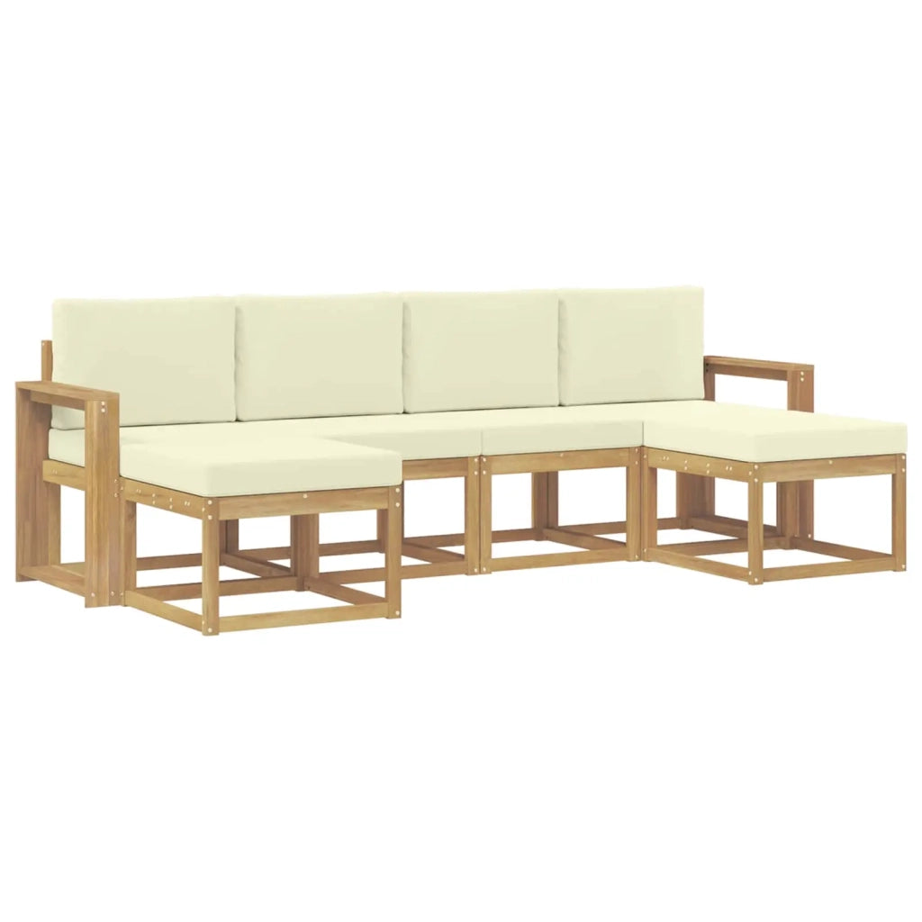 Set di divani da esterno 6 pz Bianco e Crema Poliestere 3388019