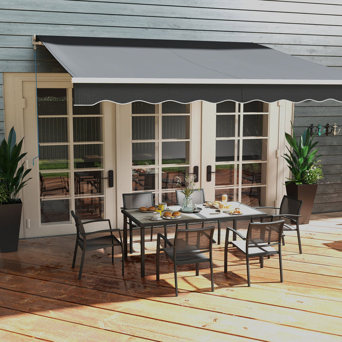 Set Tavolo e 6 Sedie Impilabili da Giardino in Tessuto a Rete e Tavolo Effetto Legno Grigio