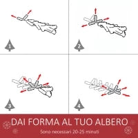 Albero di Natale Innevato 150cm con Bacche Rosse e Pigne Bianche, Base Rimovibile Pieghevole, 440 Rami, Verde