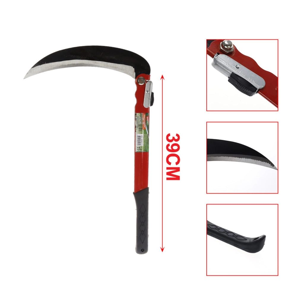 Falce Pieghevole 39cm Lama 21cm Alto Giardinaggio Multiuso Falce da Erba per Diserbo Falce di Sicurezza Portatile per Escursionismo di Emergenza Attrezzi