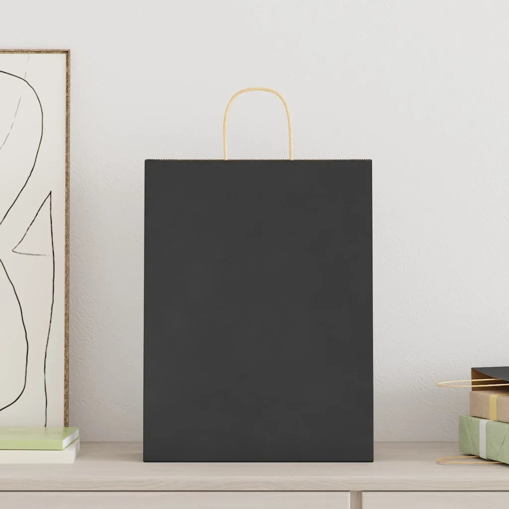 Sacchetti di Carta 250 pz con Manici Neri 32x12x42 cm