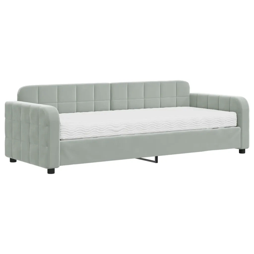 Divano Letto con Materasso Grigio Chiaro 80x200 cm in Velluto 3196898