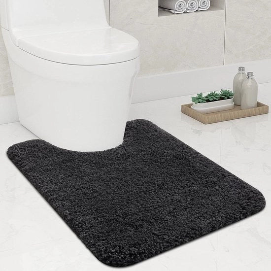Mat antiscivolo morbido per bagno con foro 51 x 61 cm - Grigio scuro