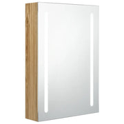 Armadietto Bagno | Armadio da bagno con Specchio e LED Rovere 50x13x70 cm