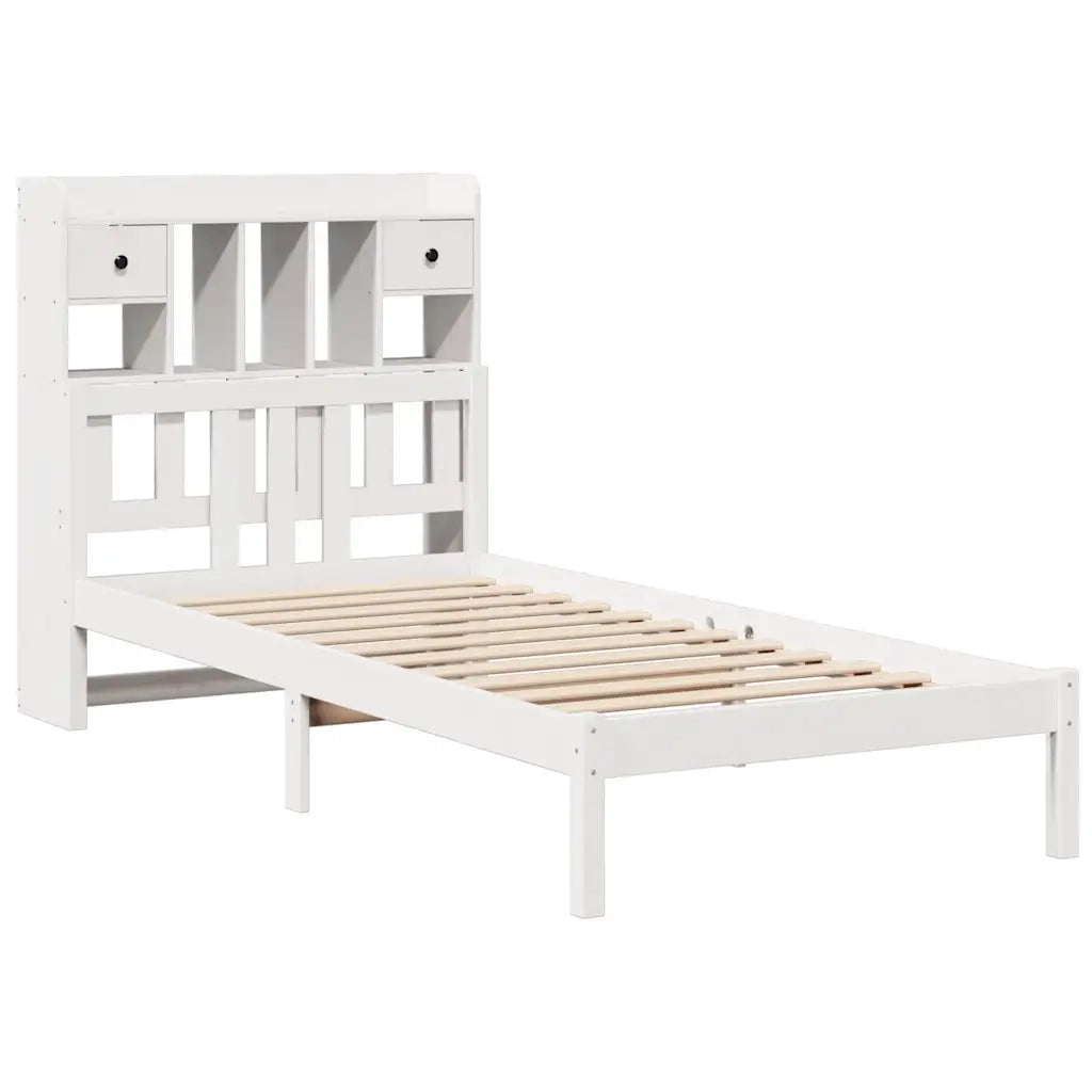 Letto Libreria senza Materasso Bianca 90x200 cm Legno di Pino 3322336
