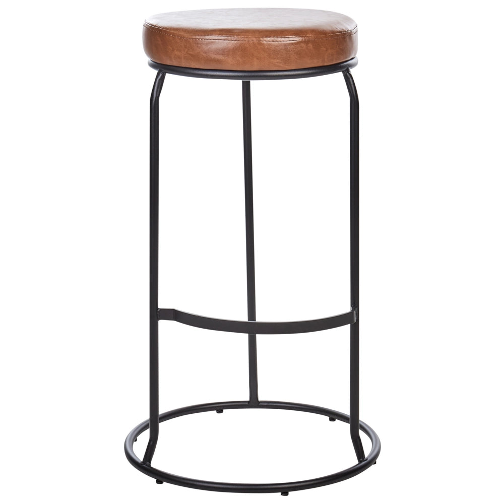 Set di 2 sedie da bar in ecopelle marrone con gambe in acciaio senza braccioli stile moderno soggiorno