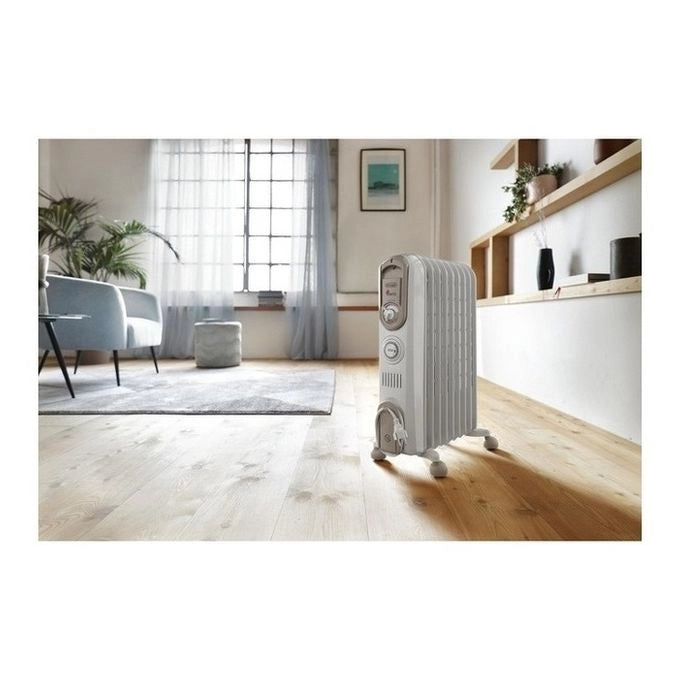 De'Longhi V550918T.WB Serie Vento Radiatore ad Olio 9 Elementi 1800W Timer Antigelo per ambienti fino a 54 m² colore Bianco
