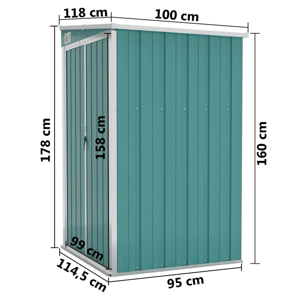Casetta da giardino a parete 118 x 100 x 178 cm acciaio zincato verde 02_0044058